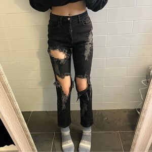 Black Ripped Denim Jeans